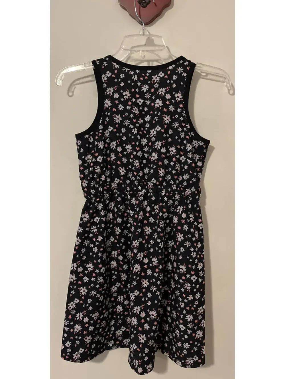 Justice Girls Size 10 Black Floral Sleeveless Elastic-Waist Dress! A6139